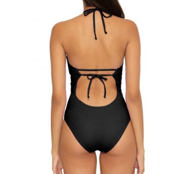 BECCA Pucker Up Cutout Ribbed One Piece Swimsuit Swimwear - Picture 7 of 7